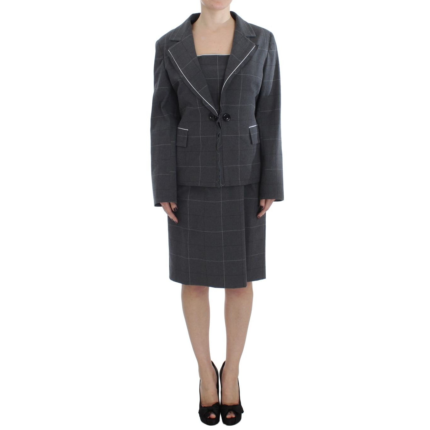 BENCIVENGA Gray Stretch Sheath Dress Suit Set