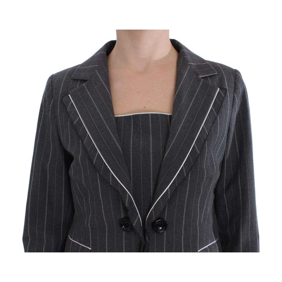 BENCIVENGA Gray Stretch Suit Sheath Dress & Blazer Set