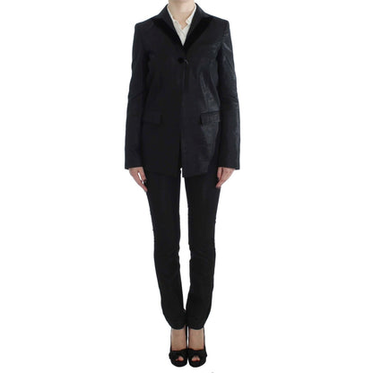 Exte Black One Button Three Piece Suit