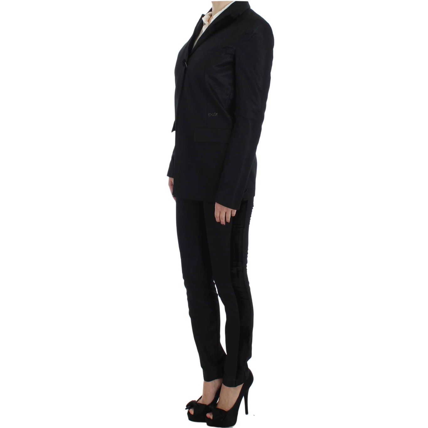 Exte Black One Button Three Piece Suit