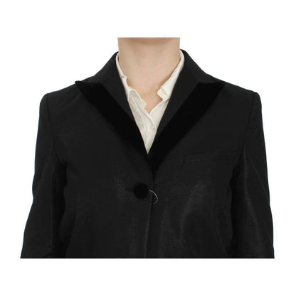 Exte Black One Button Three Piece Suit