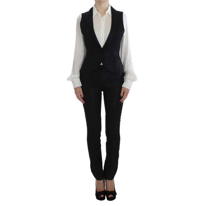Exte Black One Button Three Piece Suit