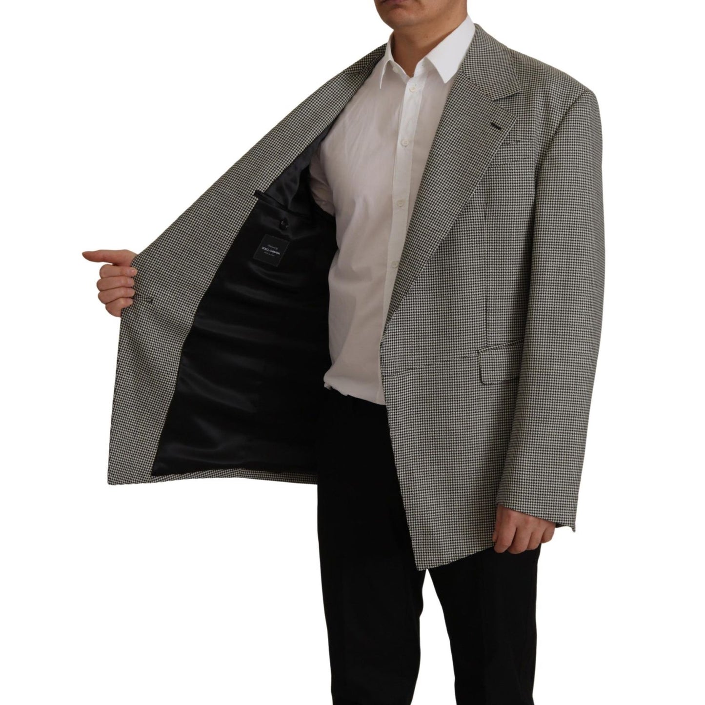 Dolce & Gabbana Gray Checkered Single Breasted Jacket Blazer