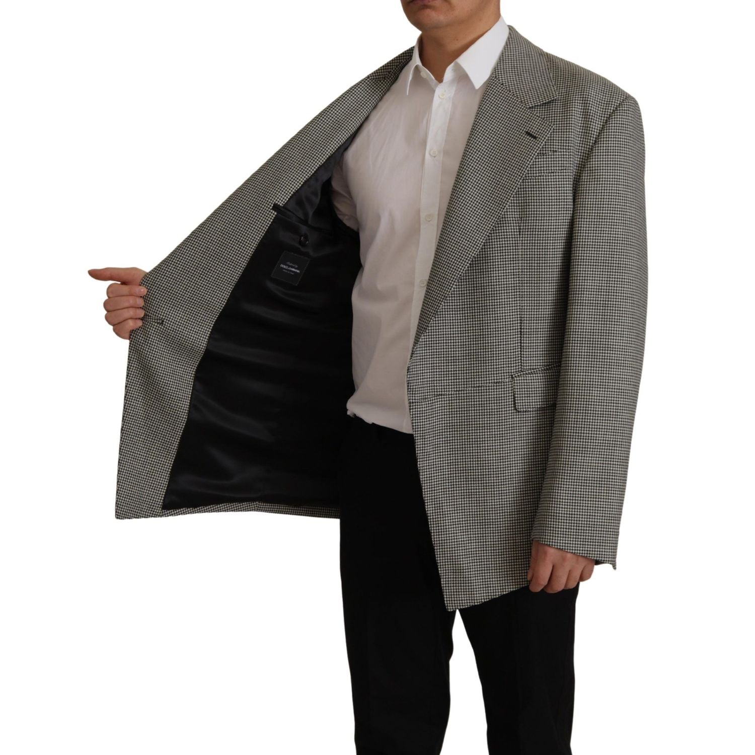 Dolce & Gabbana Gray Checkered Single Breasted Jacket Blazer