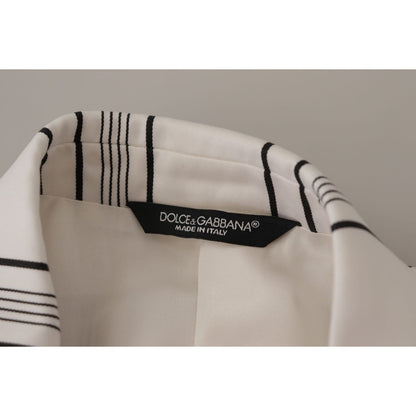 Dolce & Gabbana White Stripes Cotton Single Breasted Blazer