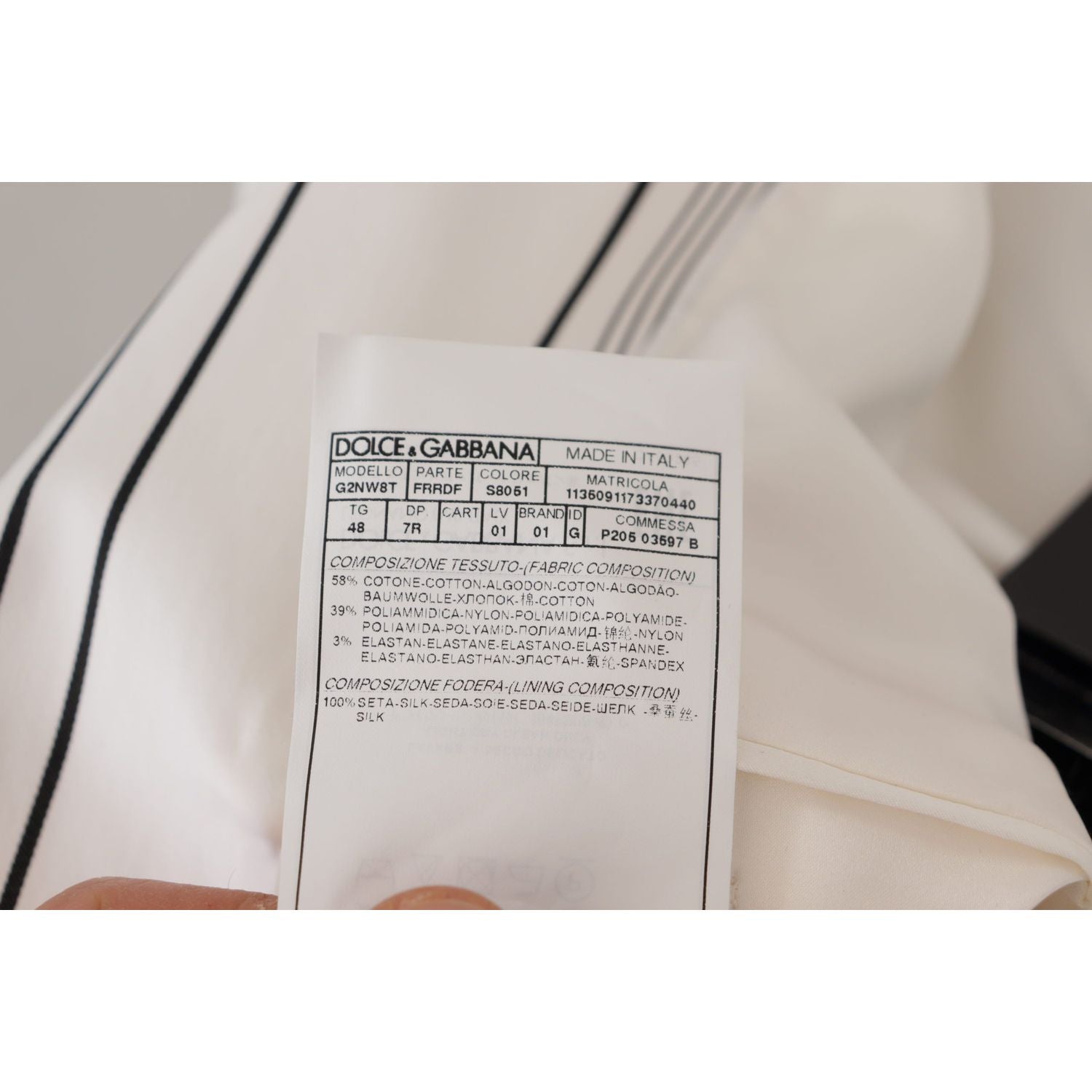 Dolce & Gabbana White Stripes Cotton Single Breasted Blazer