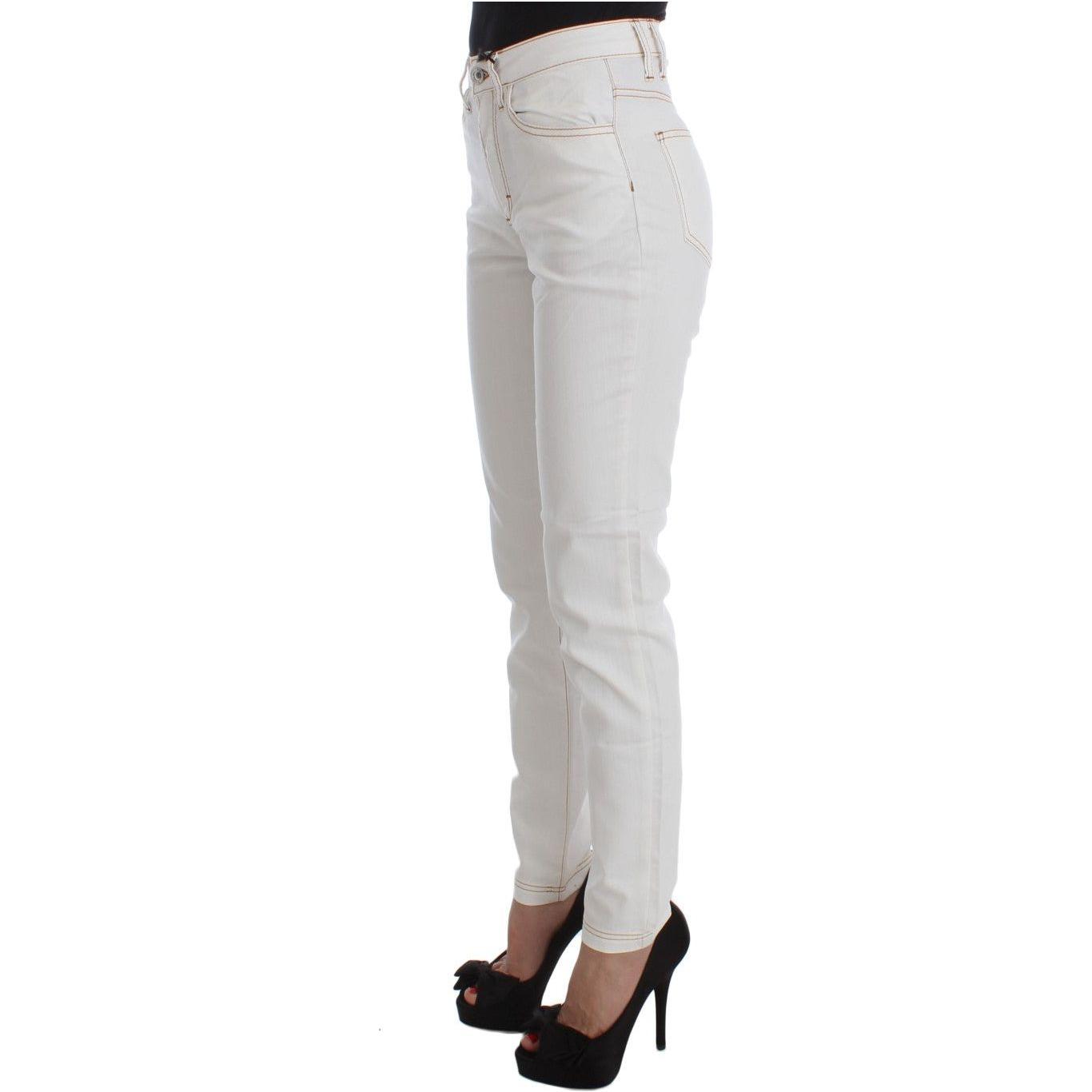بنطلون جينز كافالي شيك أبيض بقصّة Slim Fit
