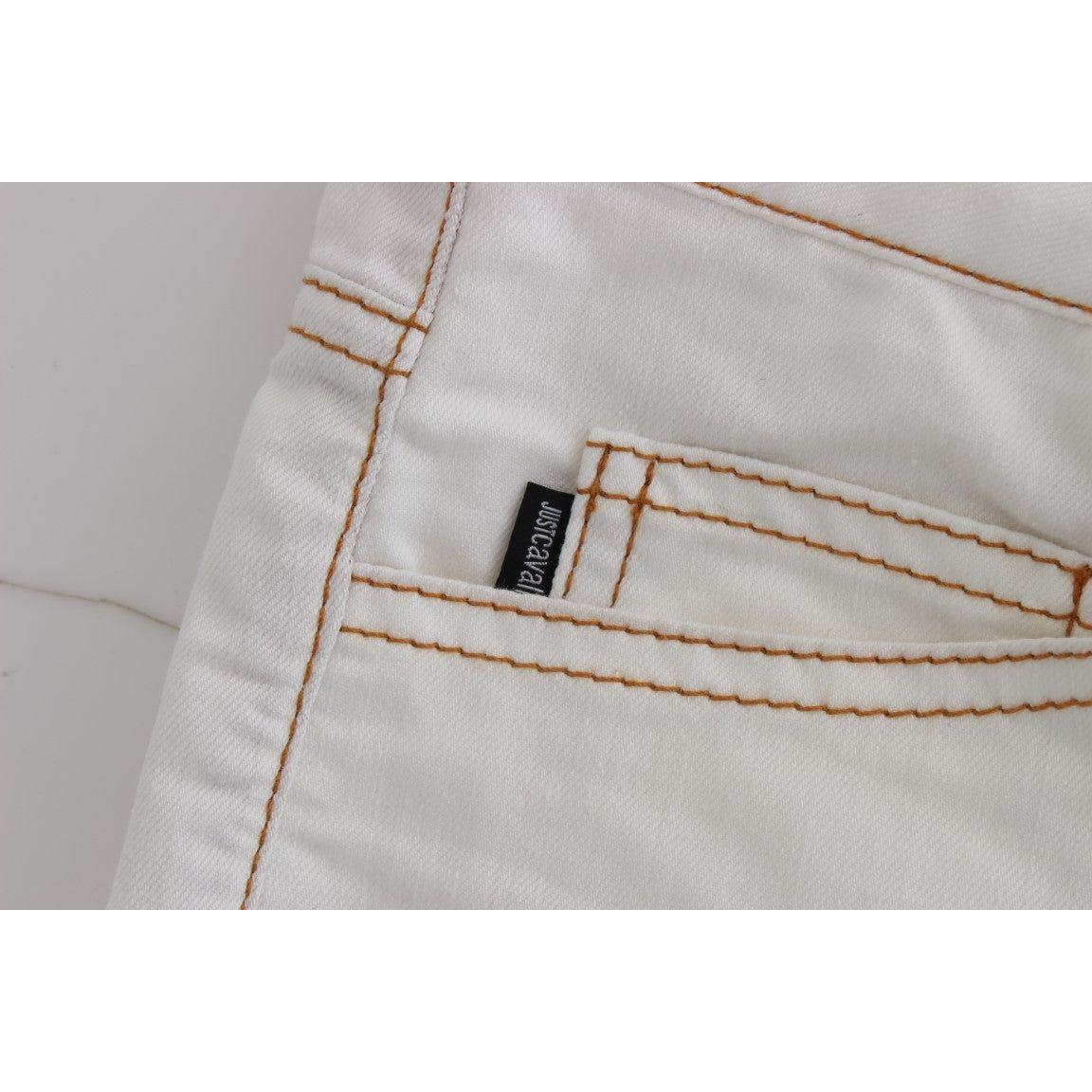 بنطلون جينز كافالي شيك أبيض بقصّة Slim Fit