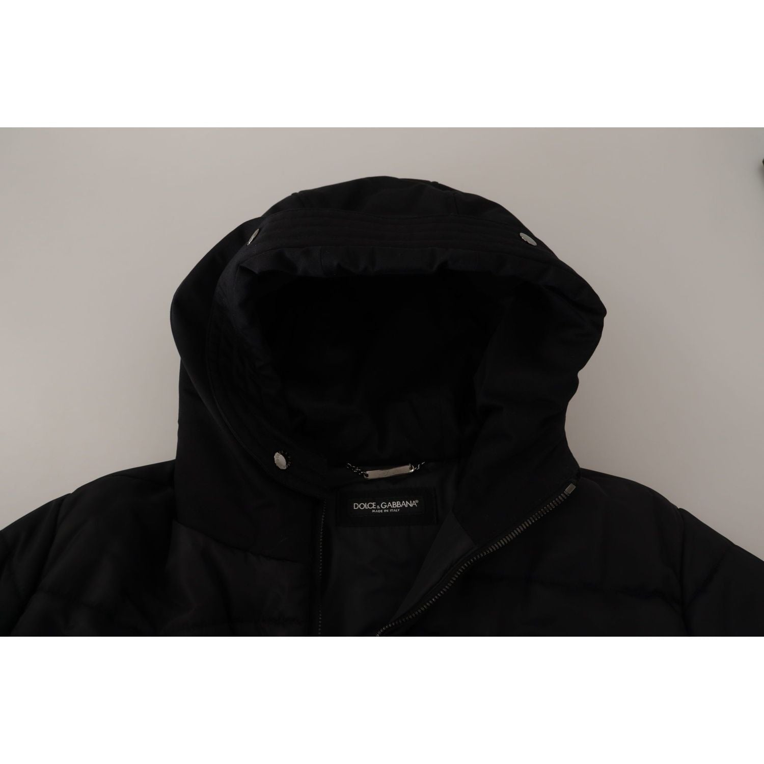 Dolce & Gabbana Black Nylon Hooded Parka Coat Winter Jacket