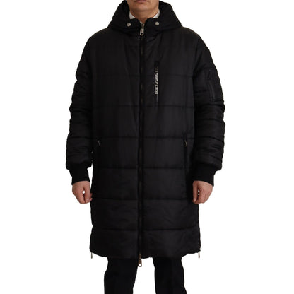 Dolce & Gabbana Black Nylon Hooded Parka Coat Winter Jacket