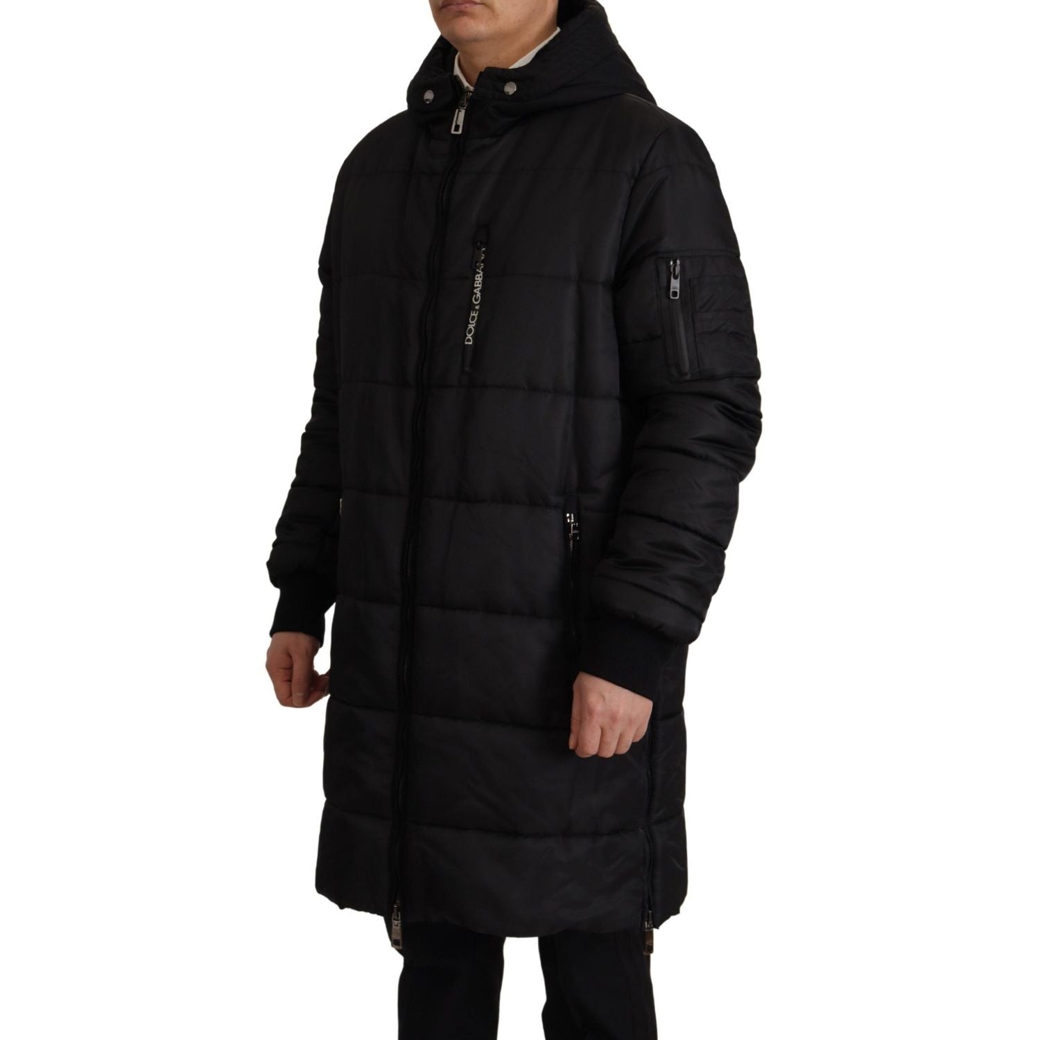 Dolce & Gabbana Black Nylon Hooded Parka Coat Winter Jacket