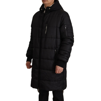 Dolce & Gabbana Black Nylon Hooded Parka Coat Winter Jacket