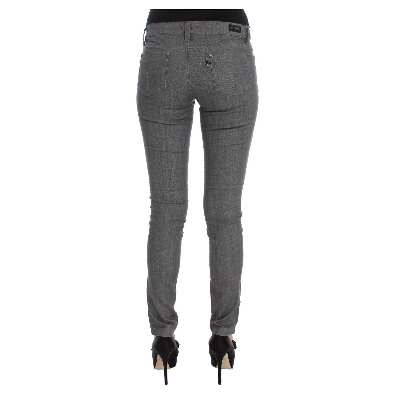 Costume National Gray Cotton Blend Slim Fit Jeans