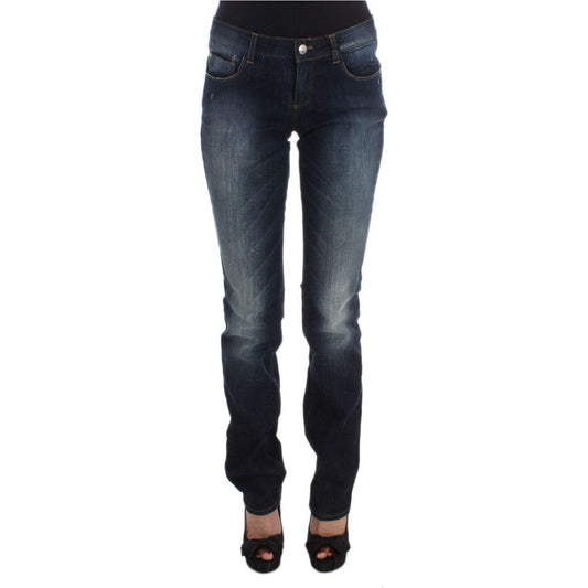 Costume National Blue Cotton Slim Fit Bootcut Jeans