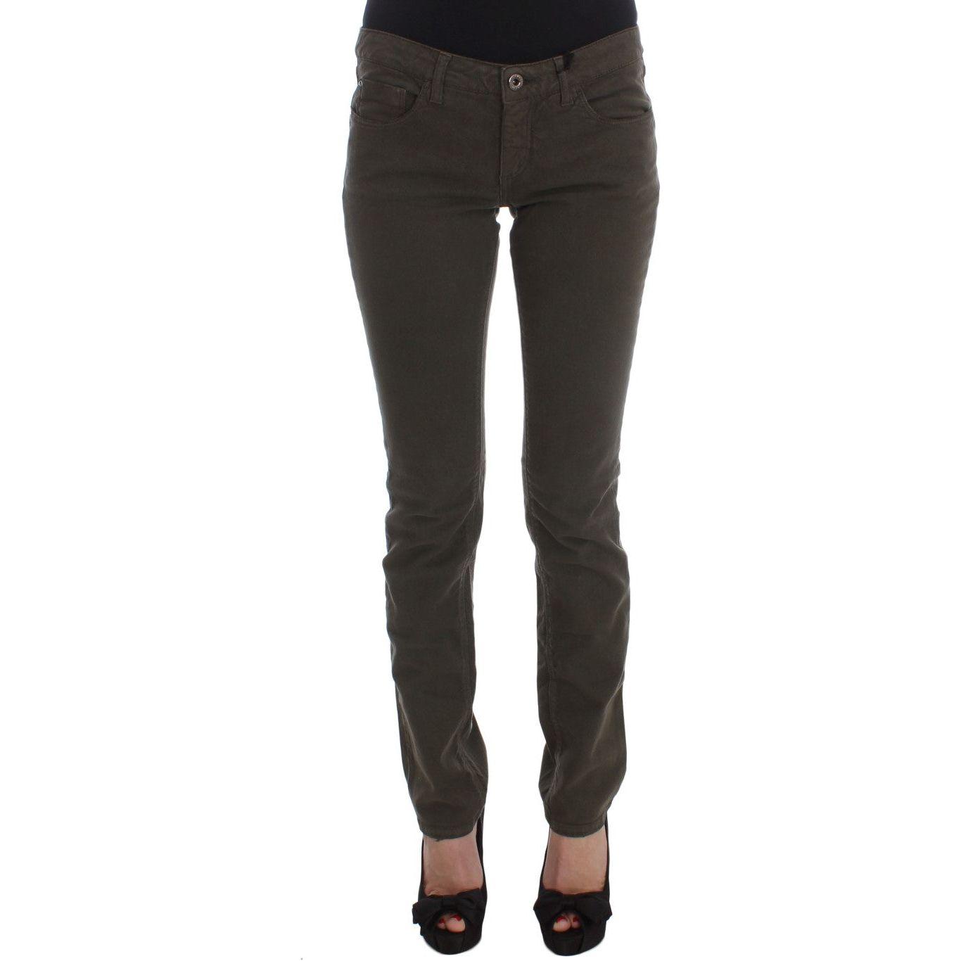 بنطلون جينز قطني أخضر بقصّة Slim Fit من Costume National Chic