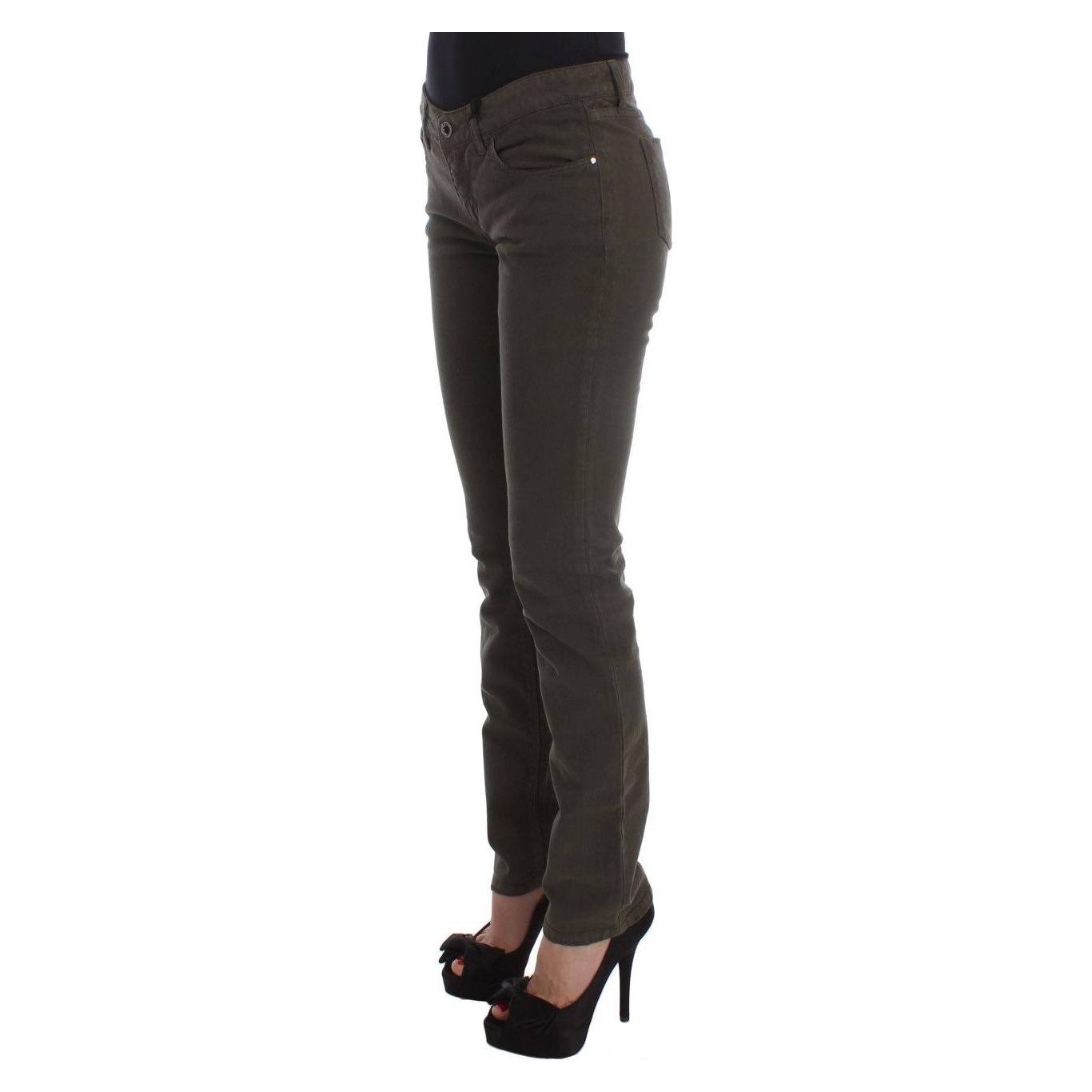 بنطلون جينز قطني أخضر بقصّة Slim Fit من Costume National Chic