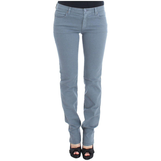 Ermanno Scervino Blue Cotton Blend Slim Fit Bootcut Jeans