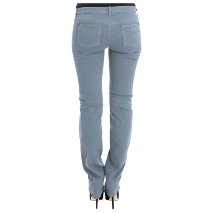 Ermanno Scervino Blue Cotton Blend Slim Fit Bootcut Jeans