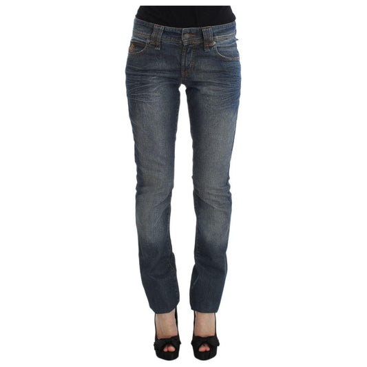 John Galliano Blue Wash Cotton Blend Slim Fit Jeans