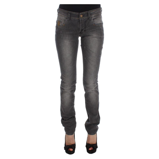 John Galliano Gray Wash Cotton Blend Slim Fit Stretch Jeans