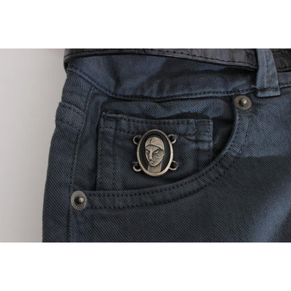 John Galliano Blue Cotton Blend Slim Fit High Waist Jeans