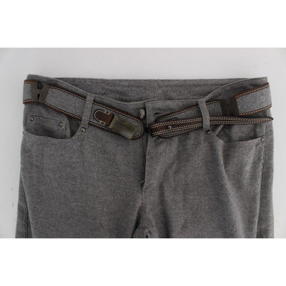 Ermanno Scervino Gray Cotton Slim Fit Casual Bootcut Pants