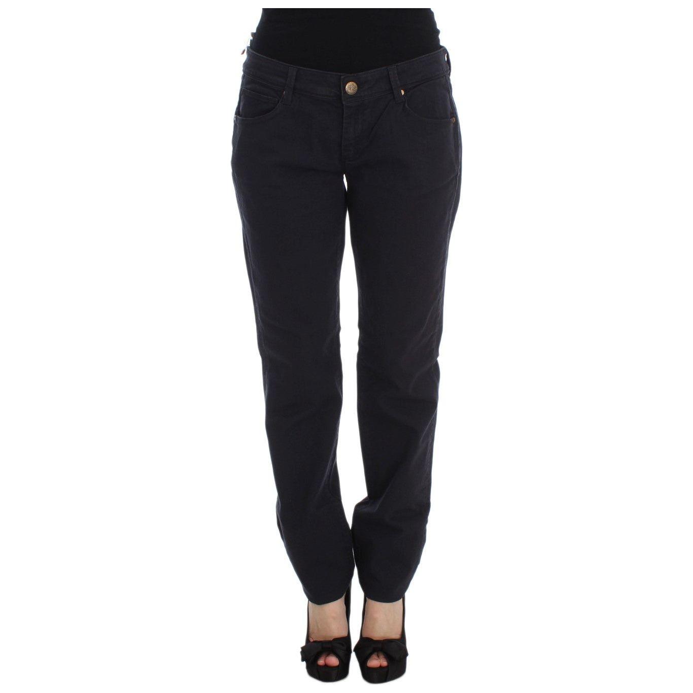 Ermanno Scervino Blue Cotton Blend Casual Fit Pants