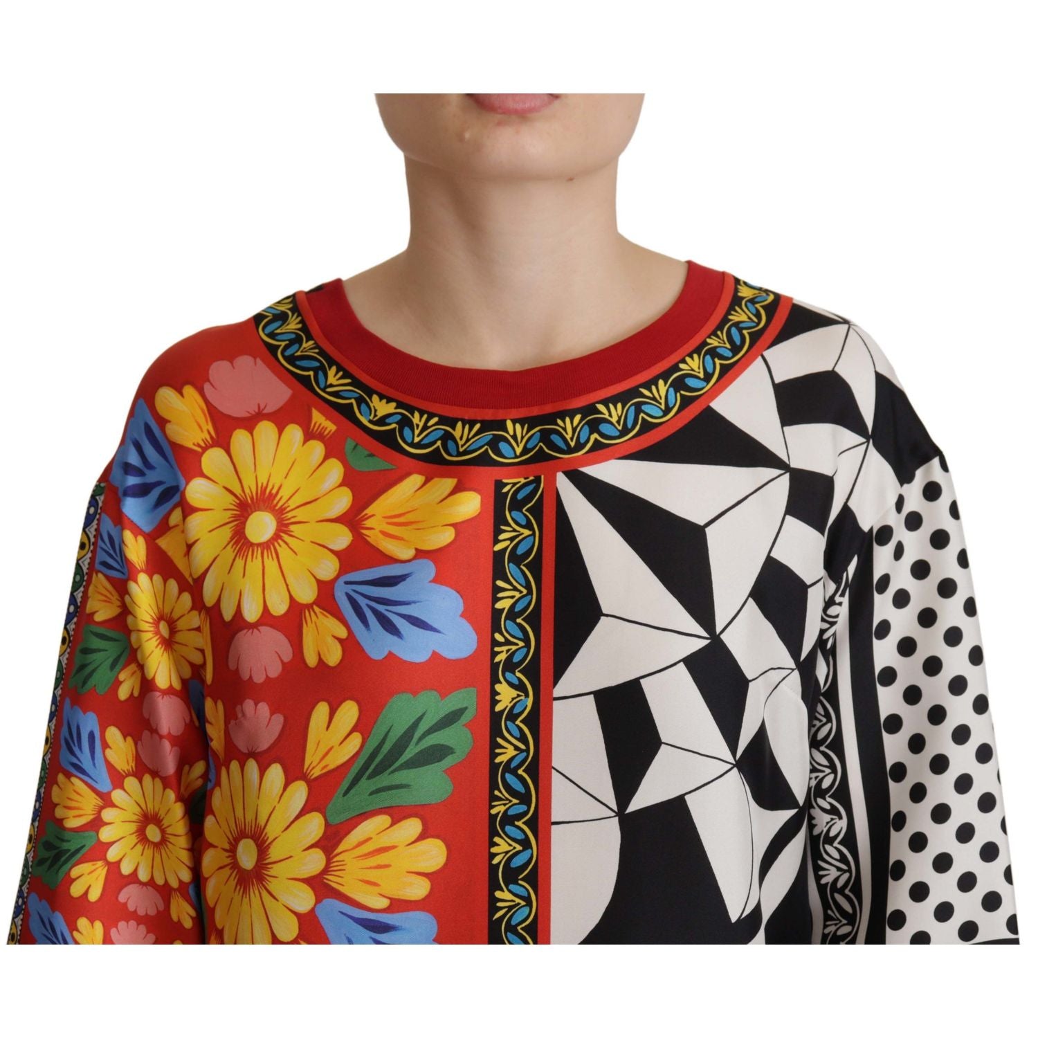 Dolce & Gabbana Multicolor Printed Baroque Loose Long Sleeve
