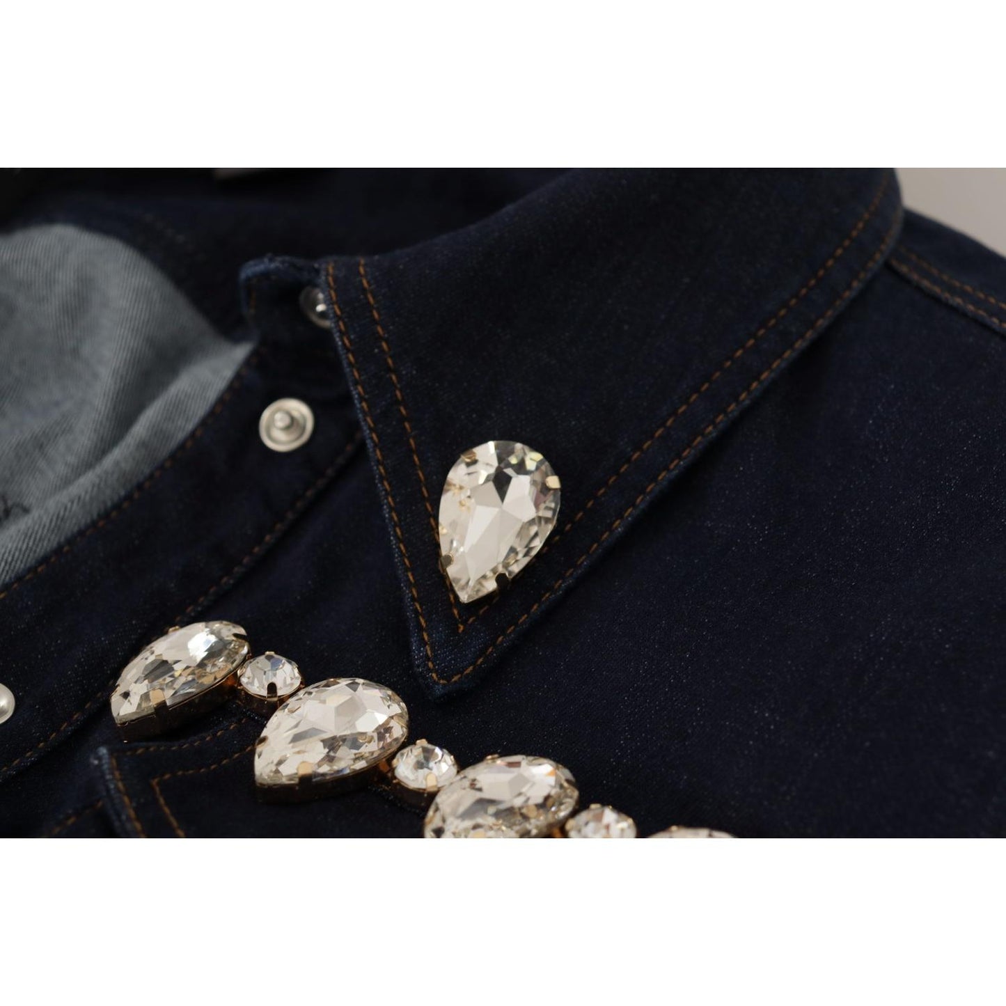 Dolce & Gabbana Blue Denim Crystal Embellish Cotton Jacket1728,2% Elastane (stretch),67345645728,Blue,Clothing,Denim Jackets - Jackets & Coats - Clothing,Dolce & Gabbana,IT36|XXS,IT38 | XS,IT46|XL,Jackets & Coats - Clothing,Jackets & Coats - Women - Cloth