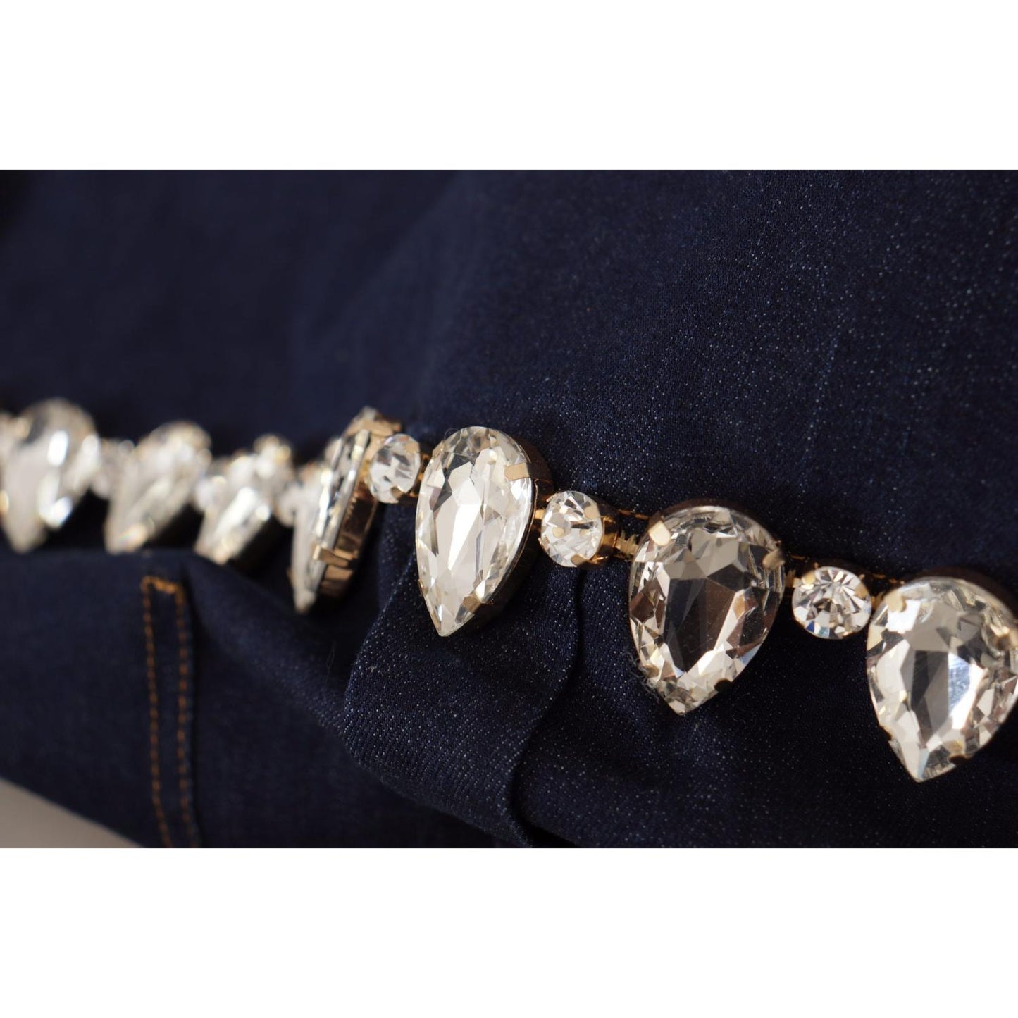 Dolce & Gabbana Blue Denim Crystal Embellish Cotton Jacket1728,2% Elastane (stretch),67345645728,Blue,Clothing,Denim Jackets - Jackets & Coats - Clothing,Dolce & Gabbana,IT36|XXS,IT38 | XS,IT46|XL,Jackets & Coats - Clothing,Jackets & Coats - Women - Cloth