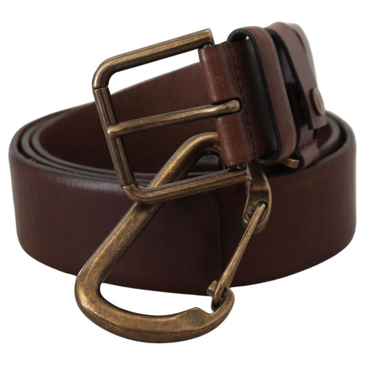 Dolce & Gabbana Brown Leather Gold Metal Buckle Carabiner Belt 1728,67345645728,90 cm / 36 Inches,Accessories,Belts - Accessories,Belts - Men - Accessories,Brown,Dolce & Gabbana,Material: 100% Leather,Men,Men - Accessories,New with tags,Regular Belts - Be