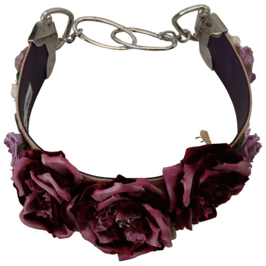 Dolce & Gabbana Multicolor Floral Appliques Metal Shoulder Strap