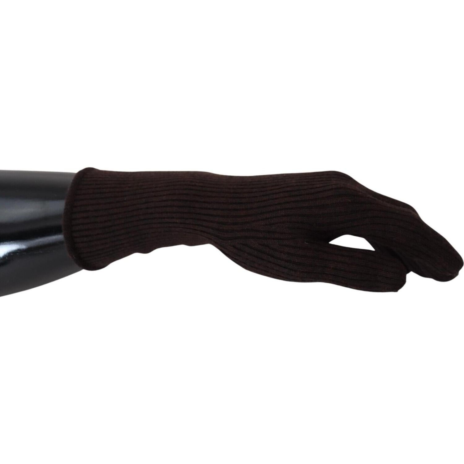 Dolce & Gabbana Brown Cashmere Silk Hands Mitten Mens Gloves