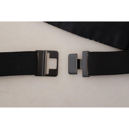 Dolce & Gabbana Black Polka Dot Wide Waist Men Belt Cummerband