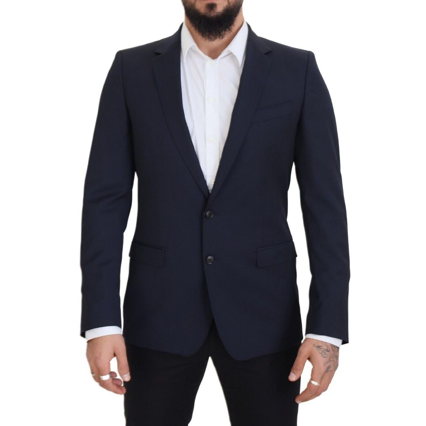 Dolce & Gabbana Dark Blue Wool Single Breasted MARTINI Blazer