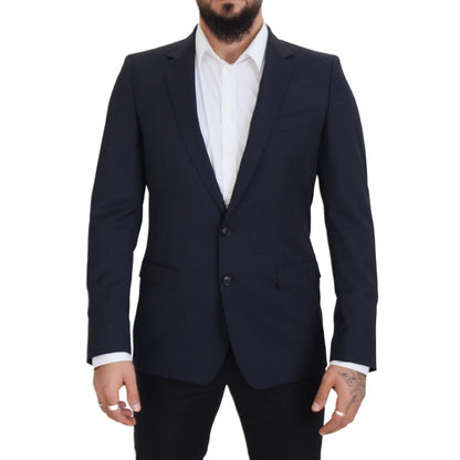 Dolce & Gabbana Dark Blue Wool Single Breasted MARTINI Blazer
