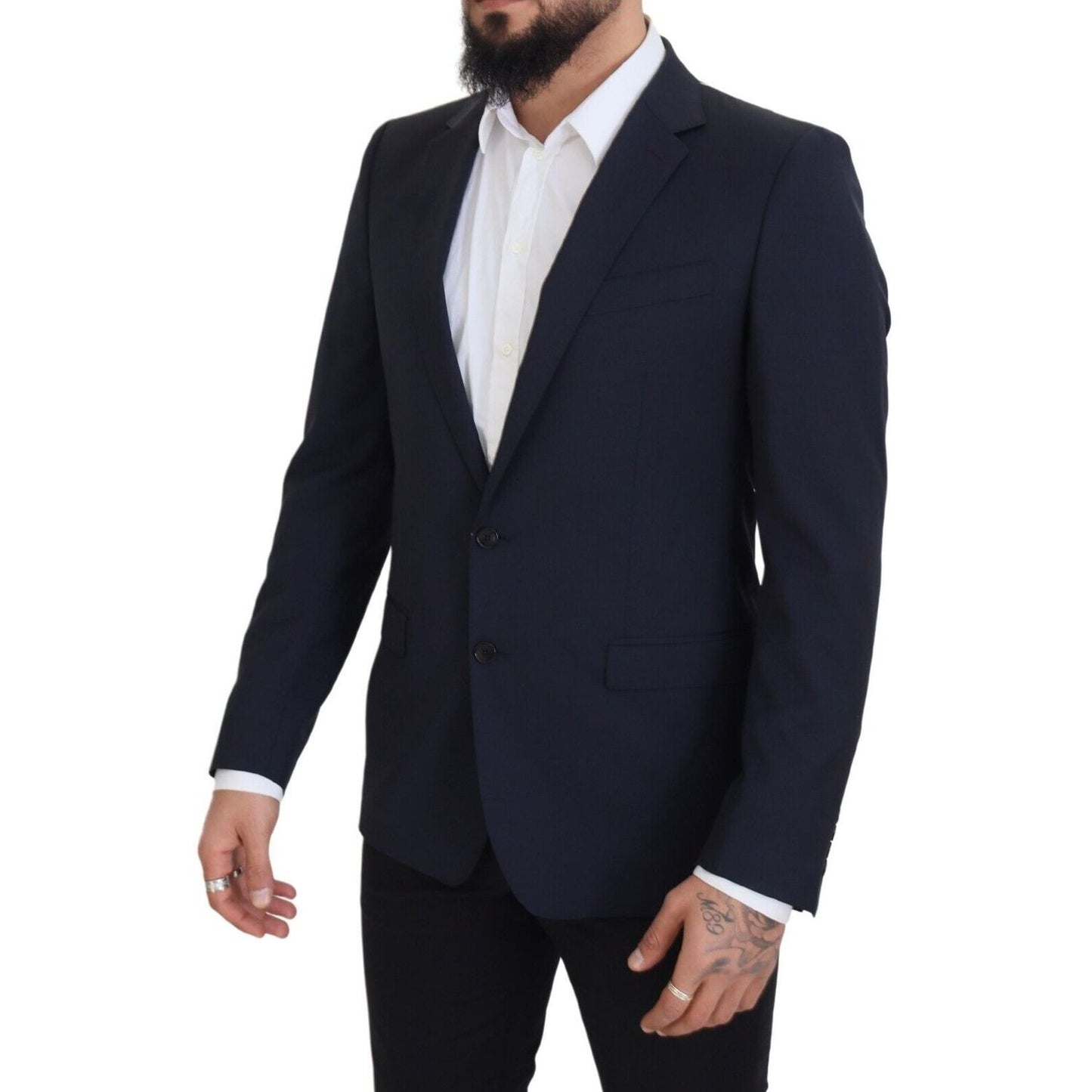 Dolce & Gabbana Dark Blue Wool Single Breasted MARTINI Blazer