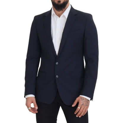 Dolce & Gabbana Dark Blue Wool Single Breasted MARTINI Blazer