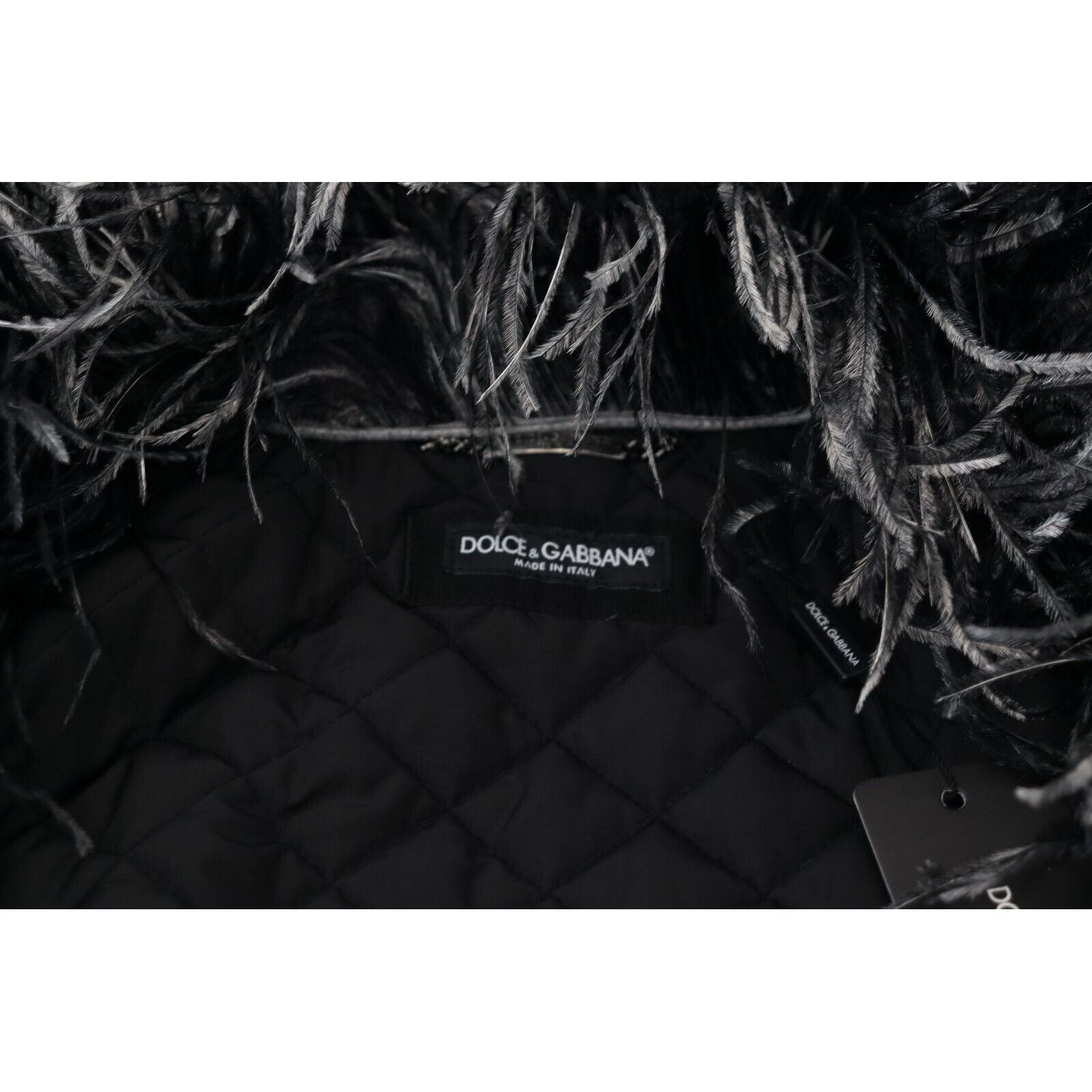 Dolce & Gabbana Black White Fur Shearling Full Zip Jacket