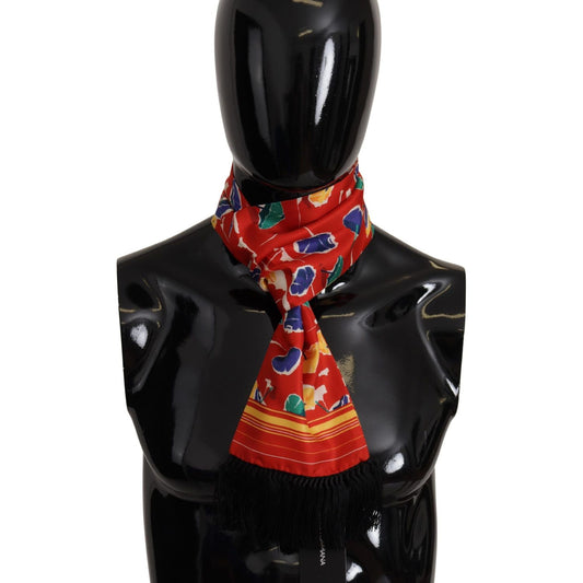Dolce & Gabbana Multicolor DG Umbrellas Print Shawl Fringe Scarf 1728,67345645728,Accessories,Dolce & Gabbana,Material: 100% Silk,Men,Men - Accessories,New with tags,Scarves - Accessories,Scarves - Men - Accessories,Scarves - Scarves - Accessories