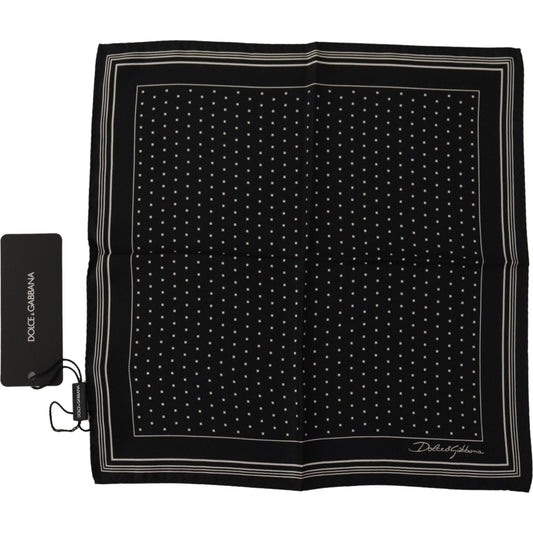 Dolce & Gabbana Black Polka Dots DG Logo Square Handkerchief 1728,67345645728,Accessories,Dolce & Gabbana,Handkerchief - Men - Accessories,Material: 100% Silk,Men,Men - Accessories,New with tags,Scarves - Accessories,Scarves - Scarves - Accessories