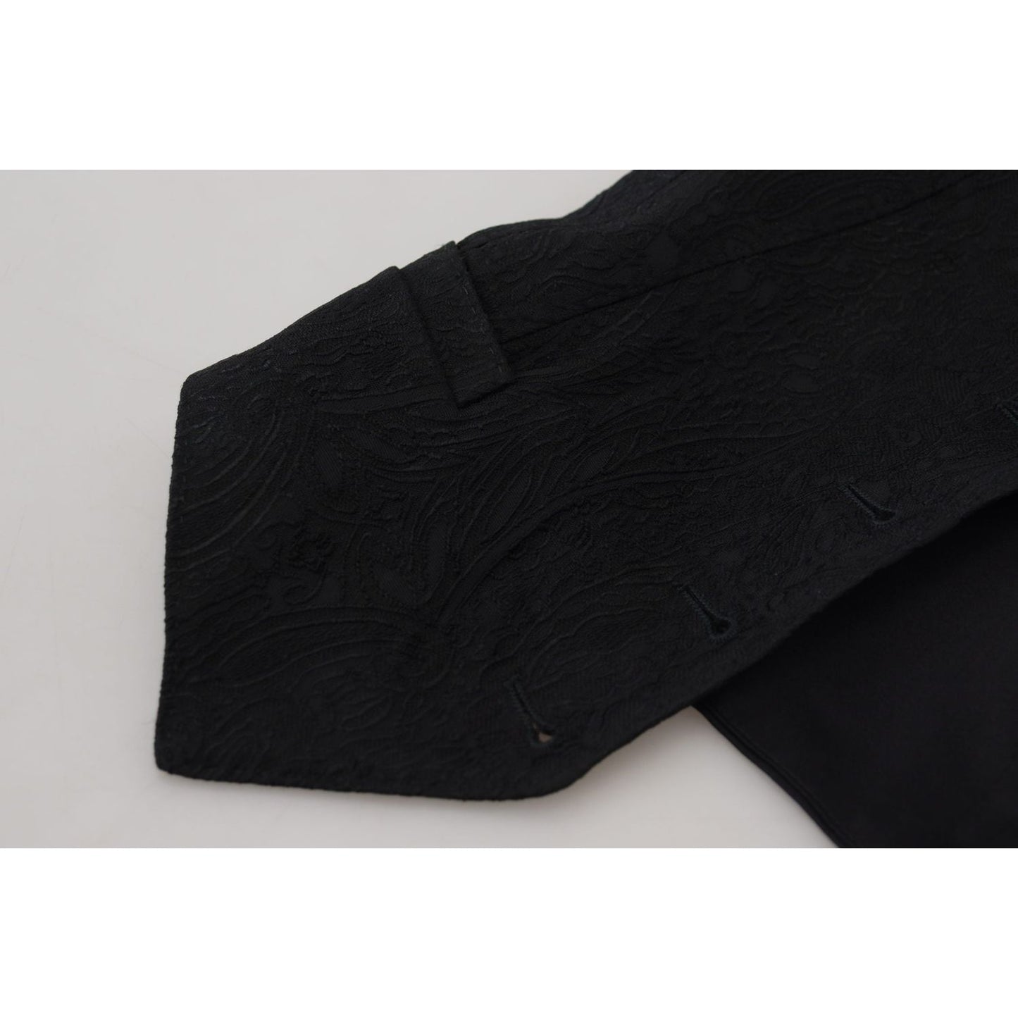 Dolce & Gabbana Black Brocade Button Down Sleeveless Vest Top