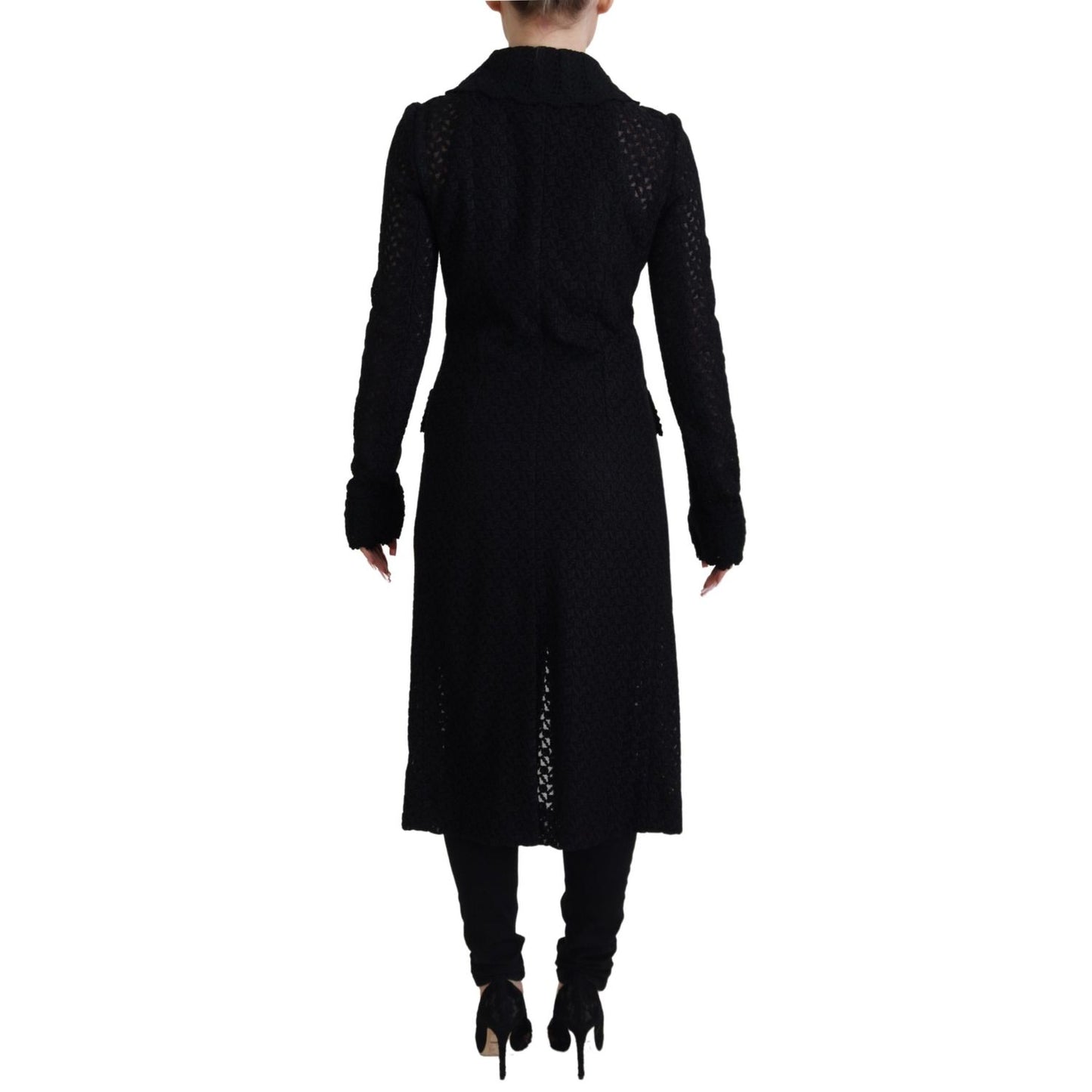 Dolce & Gabbana Black Button Down Long Blazer Cotton Jacket11% Acrylic,1728,20% Viscose,28% Polyester,4% Wool,5% Nylon,67345645728,Black,Clothing,Dolce & Gabbana,Full-Length Jackets - Jackets & Coats - Clothing,IT40|S,Jackets & Coats - Clothing,Jackets &