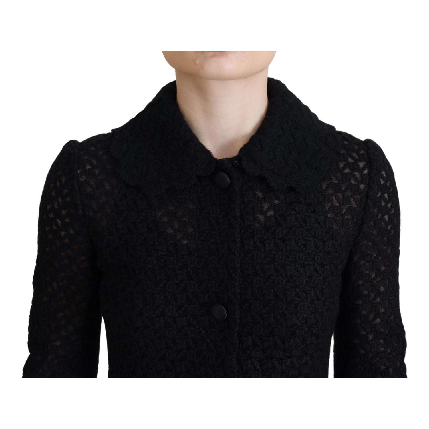 Dolce & Gabbana Black Button Down Long Blazer Cotton Jacket