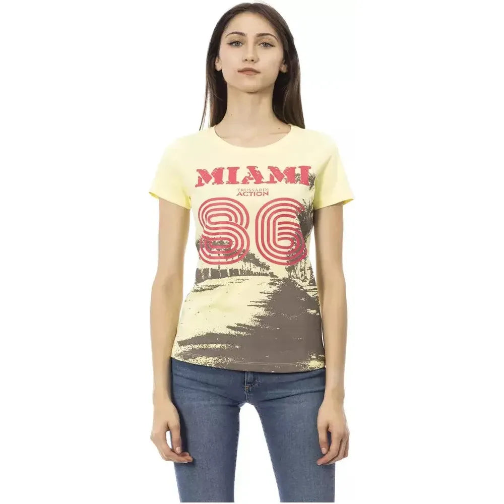 Trussardi Action Yellow Cotton Women T-Shirt TR-23083-XS