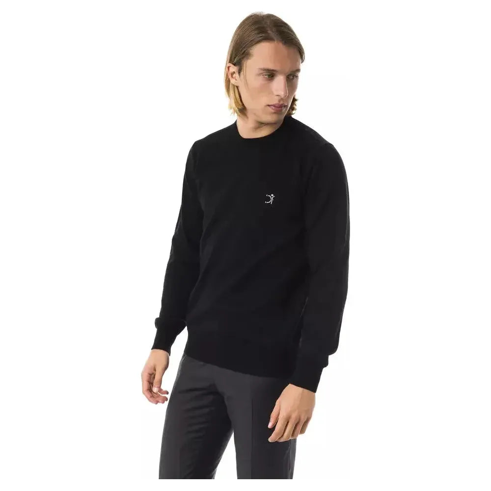 Uominitaliani Black Merino Wool Men's Sweater