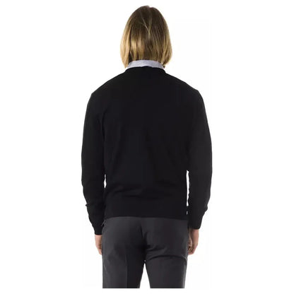 Uominitaliani Black Merino Wool Men Sweater