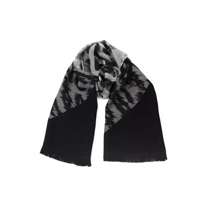 Cavalli Class Gray Wool Men Scarf 1728,67345744032,Accessories,Cavalli Class,Gray,Men,Men - Accessories,New with tags,Scarves - Accessories,Scarves - Men - Accessories,Scarves - Scarves - Accessories