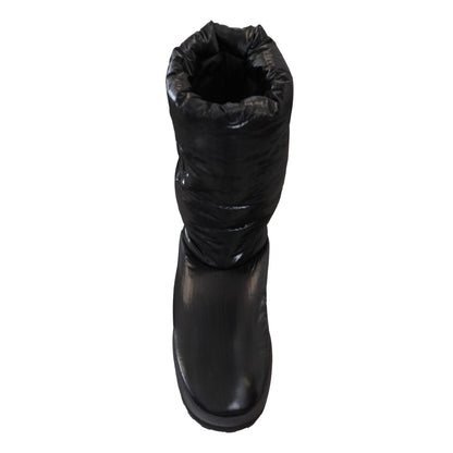 Dolce & Gabbana Black Boots Padded Mid Calf Winter Shoes