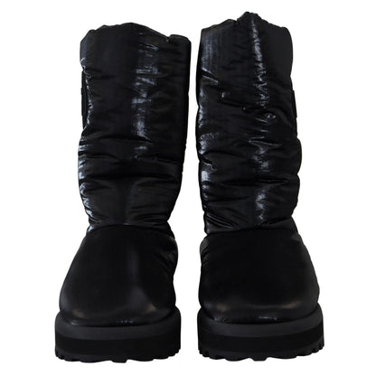 Dolce & Gabbana Black Boots Padded Mid Calf Winter Shoes